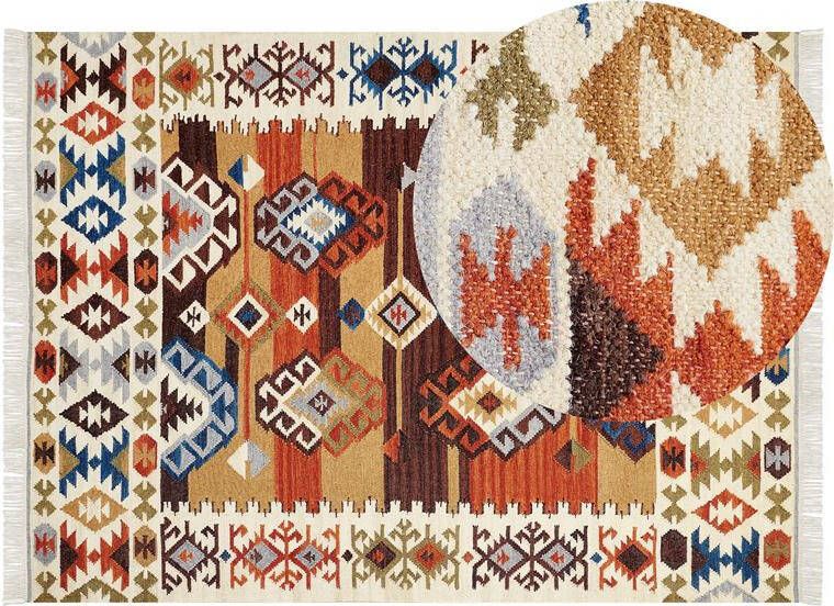 Beliani -VOSKETAP-Kelim vloerkleed-Multicolor-160 x 230 cm-Wol