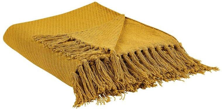 Beliani YARSA Plaid Geel 125 x 150 cm Katoen