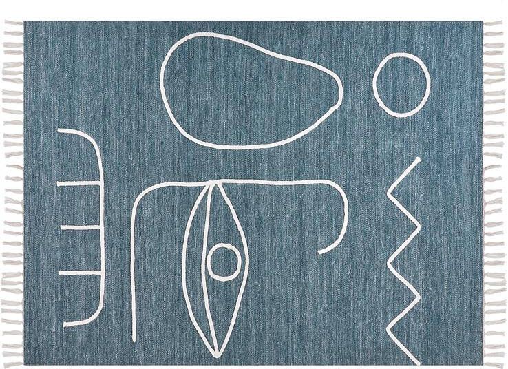 Beliani YAVU Vloerkleed Blauw 140 x 200 cm Polyester