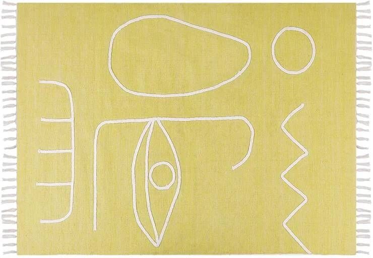 Beliani YAVU Vloerkleed Geel 140 x 200 cm Polyester