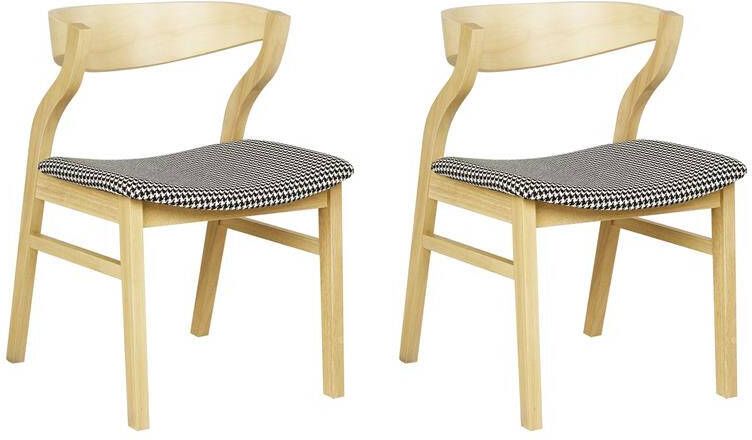 Beliani MAROA Eetkamerstoel-Lichte houtkleur-Multiplex Rubberhout Polyester