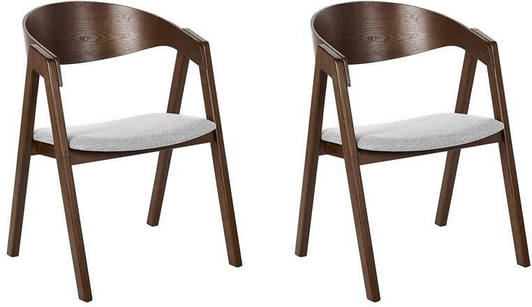 Beliani -YUBA-Eetkamerstoel set van 2-Donkerhout|Grijs-Polyester