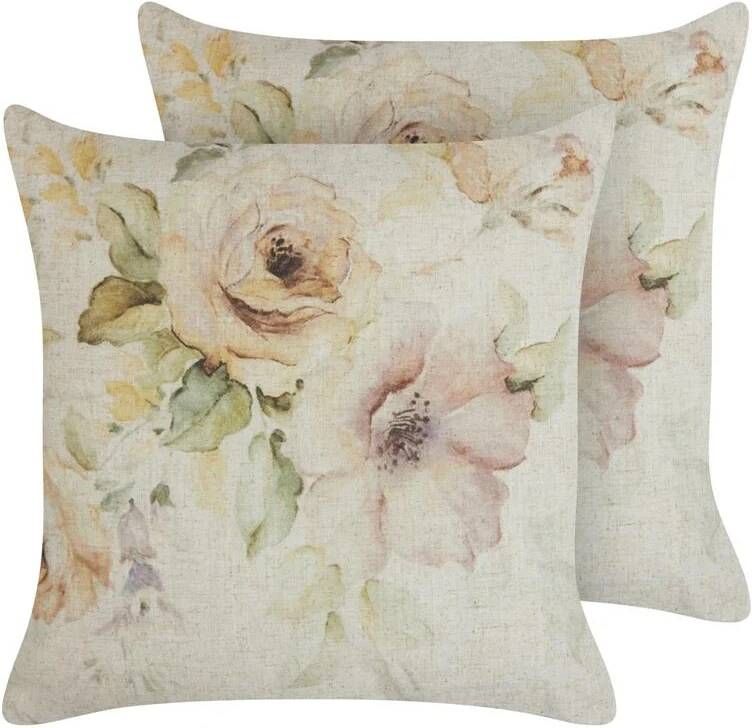 Beliani -ZAHRIYE-Sierkussens set van 2-Beige-45 x 45 cm-Polyester