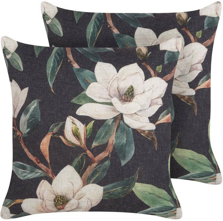 Beliani -ZAHRIYE-Sierkussens set van 2-Zwart-45 x 45 cm-Polyester