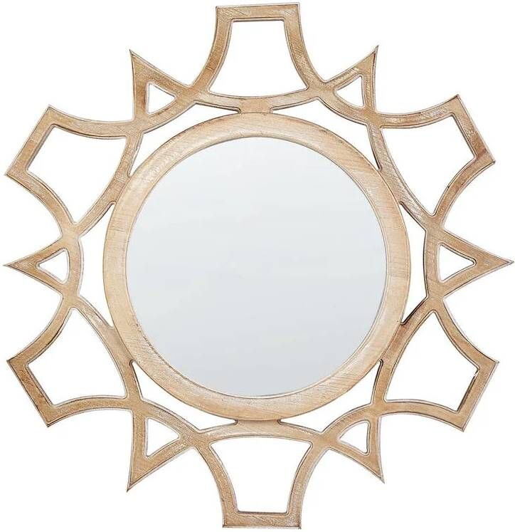 Beliani ZAPOPAN Decoratieve Spiegel-Lichte houtkleur-MDF Glas
