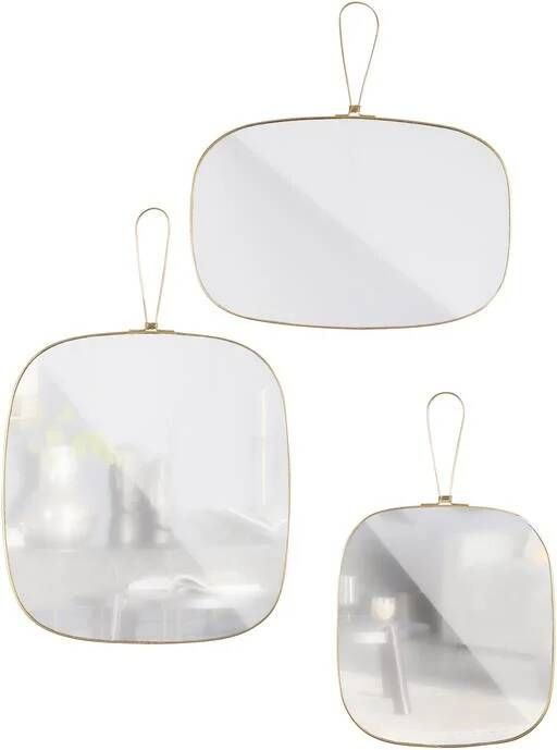 BePureHome Glass Spiegels Metaal Antique Brass Set van 3