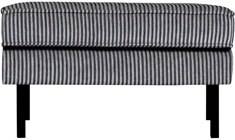 BePureHome | Rodeo hocker op poten streep zwart grijs | Zitmeubels woonkamer | Hocker