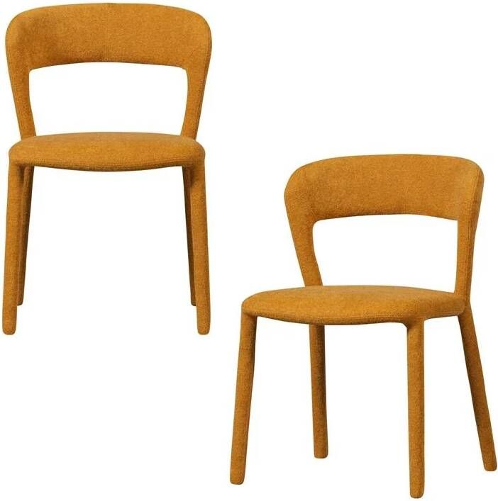 BePureHome Noble Eetkamerstoelen Polyester Corn Set van 2