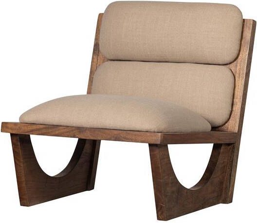 BePureHome Opulent Fauteuil Bouclé|Hout Naturel 75x70x80