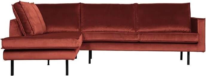 BePureHome Hoekbank 'Rodeo' Links Velvet kleur Chestnut