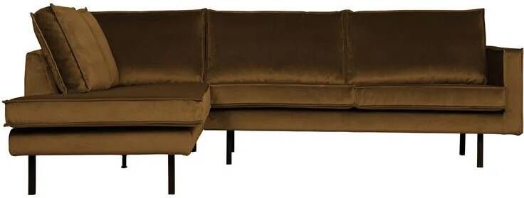 WOOOD Hoekbank Rodeo Links Velvet Honing Geel BePureHome