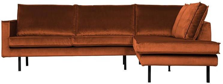 BePureHome Hoekbank 'Rodeo' Rechts Velvet kleur Roestbruin