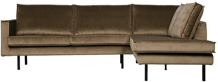 BePureHome Hoekbank 'Rodeo' Rechts Velvet kleur Taupe