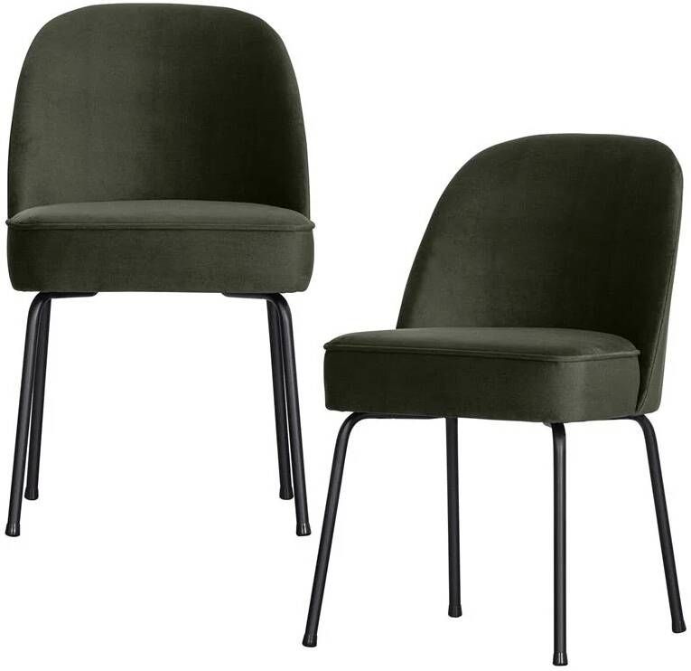 BePureHome Vogue Eetkamerstoelen Fluweel Donkergroen Set van 2
