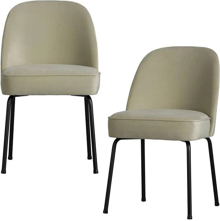 BePureHome Vogue Eetkamerstoelen Fluweel Pistache Set van 2