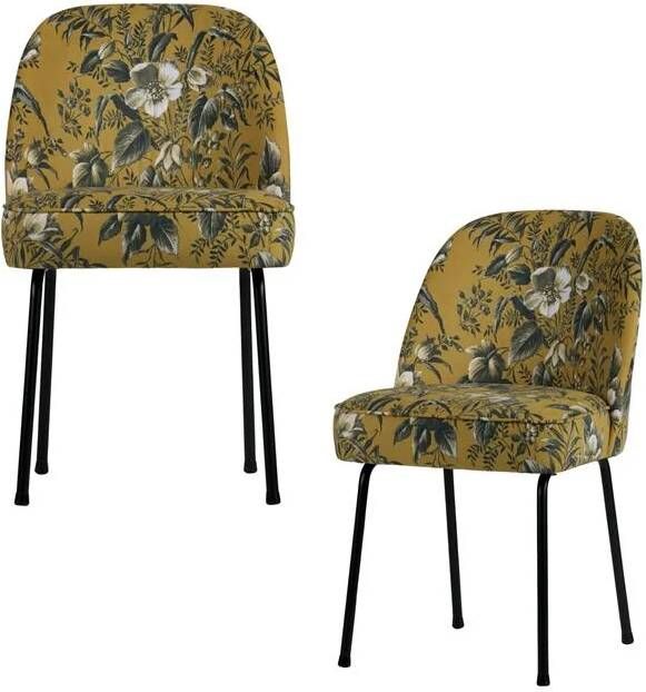 BePureHome Vogue Eetkamerstoel Fluweel Poppy Mosterd Set van 2