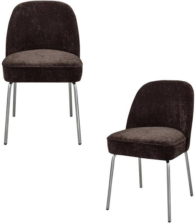 BePureHome Vogue Eetkamerstoelen Polyester Donkerbruin Set van 2