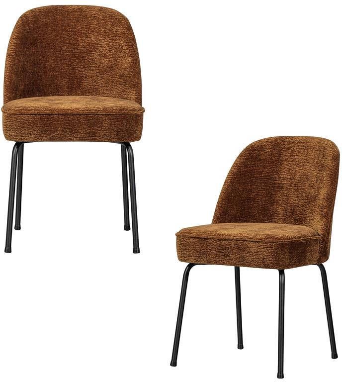 BePureHome Vogue Eetkamerstoelen Polyester Midden Bruin -Set van 2