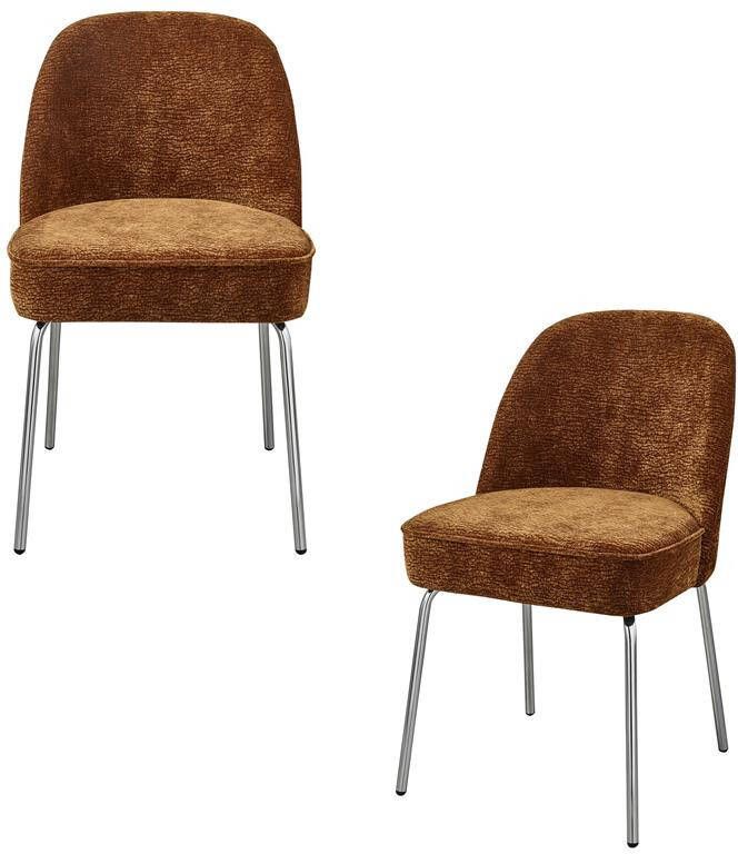 BePureHome Vogue Eetkamerstoelen Polyester Midden Bruin -Set van 2