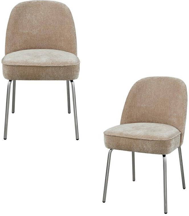 BePureHome Vogue Eetkamerstoelen Polyester Zand Set van 2