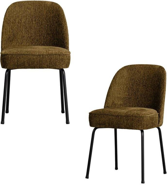 BePureHome Vogue Eetkamerstoelen Velvet Brass Set van 2