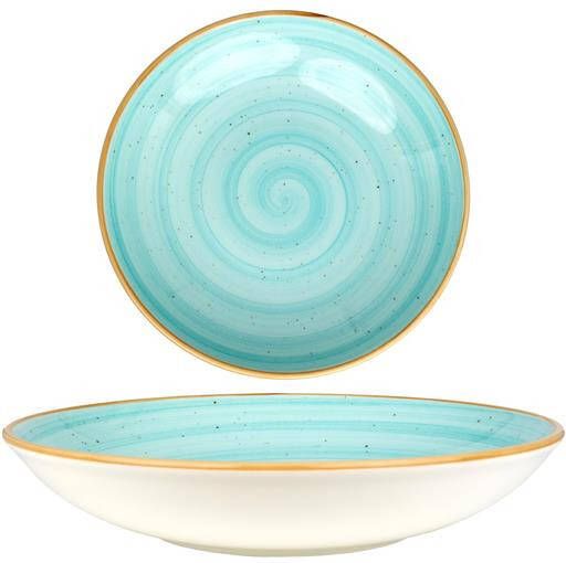 Bonna Diep bord Aqua Porselein 25 cm (1300cc) set van 6