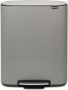 Brabantia Bo pedaalemmer 2 x 30 liter met 2 kunststof binnenemmer Mineral Concrete Grey - Thumbnail 2