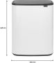Brabantia Bo Touch Bin afvalemmer 2 x 30 liter met 2 kunststof binnenemmers White - Thumbnail 3