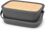 Brabantia Nic Broodtrommel met Bamboe Deksel Dark Grey - Thumbnail 2