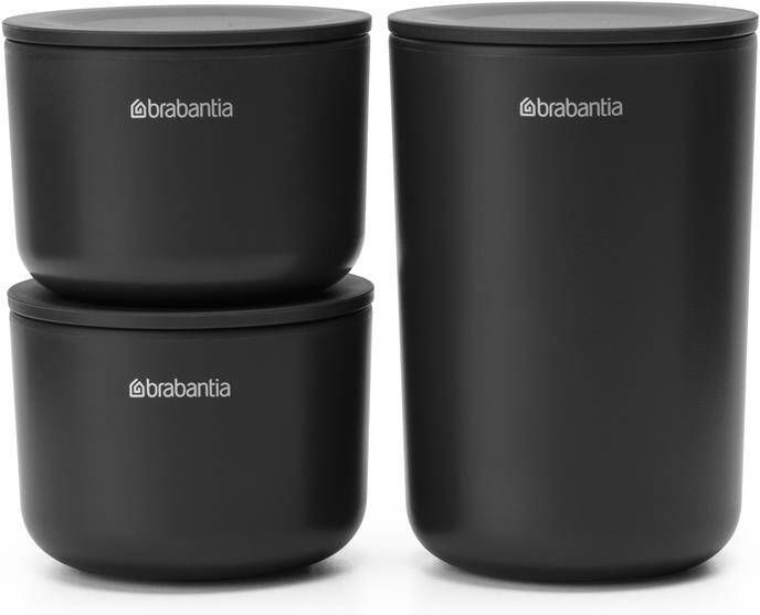 Brabantia ReNew opbergpotjes set van 3 Dark Grey