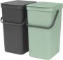 Brabantia Sort & Go inbouwemmer 2 x 16 liter Jade Green en Dark Grey - Thumbnail 2