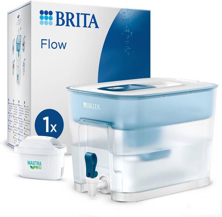 BRITA filterpatronen Waterfilterkan Flow Cool Waterdispenser 8.2L Blauw incl. 1 MAXTRA PRO ALL-IN-1 filter