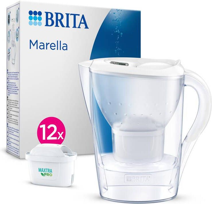 BRITA Marella Waterfilterkan Wit 2.4L 12 MAXTRA PRO AIO Filters Duurzaam verpakt