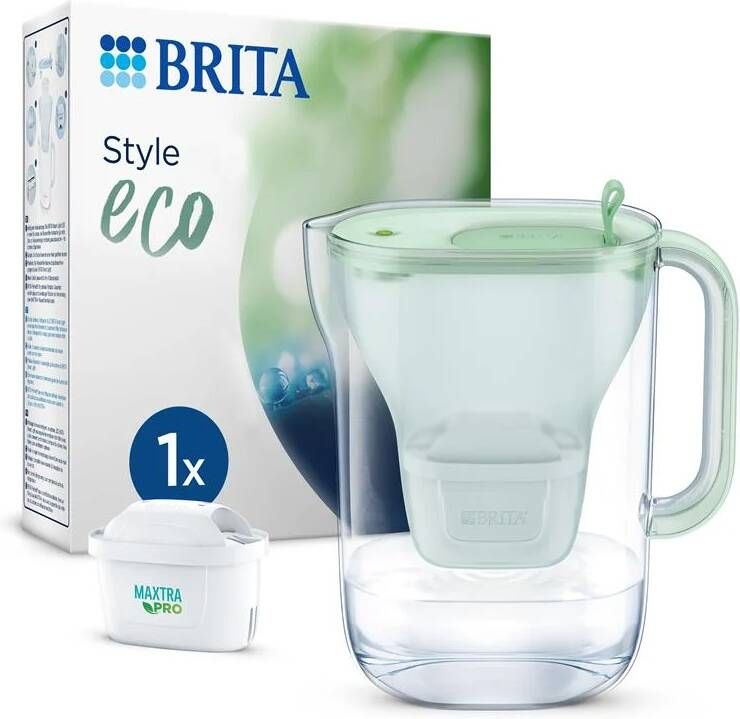 BRITA Duurzame Waterfilterkan Style Eco Cool 2 4L Groen incl. 1 MAXTRA PRO ALL-IN-1 filterpatroon