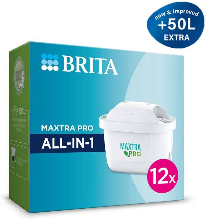 BRITA filterpatronen Waterfilterpatronen MAXTRA PRO ALL-IN-1 12-Pack NEW! +50L extra Voordeelverpakking