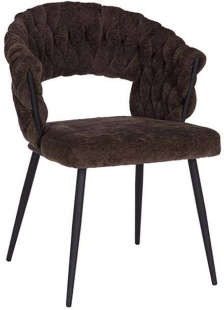 Bronx71 Eetkamerstoel Braid chenille bruin.