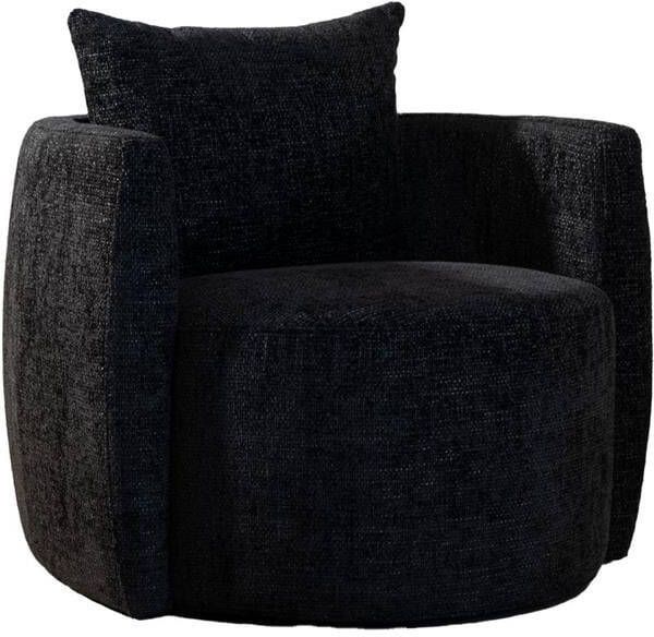 Bronx71 Fauteuil Ruby chenille stof zwart.
