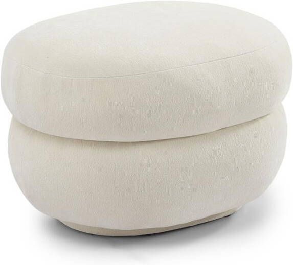 Bronx71 Hocker Mia ovaal chenille off white.