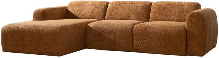 Bronx71 Hoekbank Maine bouclé stof terracotta links