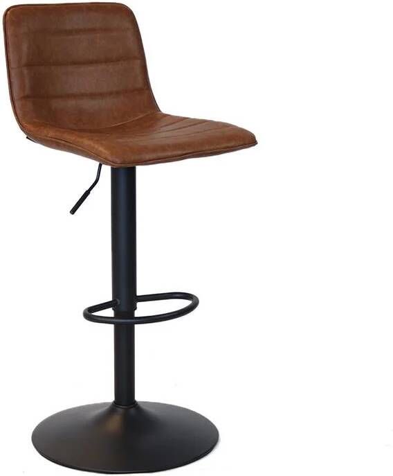 Bronx71 Industriële barkruk Boston leer cognac 60-76 cm draaibaar.