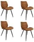 Bronx71 ® Industriële eetkamerstoel Morris cognac Eetkamerstoelen set van 4