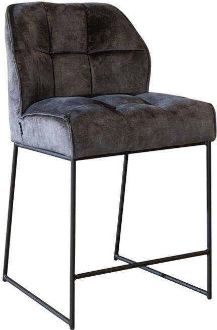 Bronx71 Velvet barkruk Janna antraciet 70 cm.