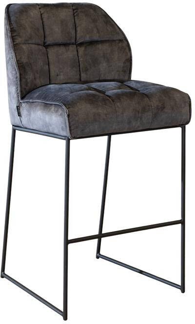 Bronx71 Velvet barkruk Janna antraciet 82 cm.