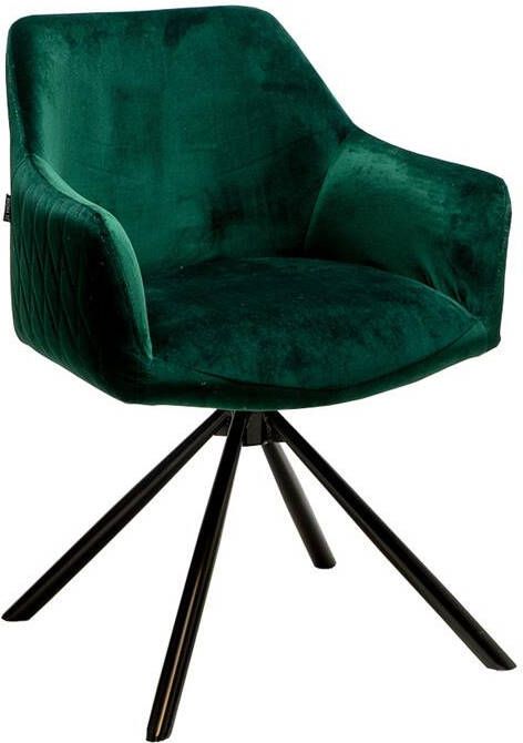 Bronx71 Velvet eetkamerstoel Furtado draaibaar groen.