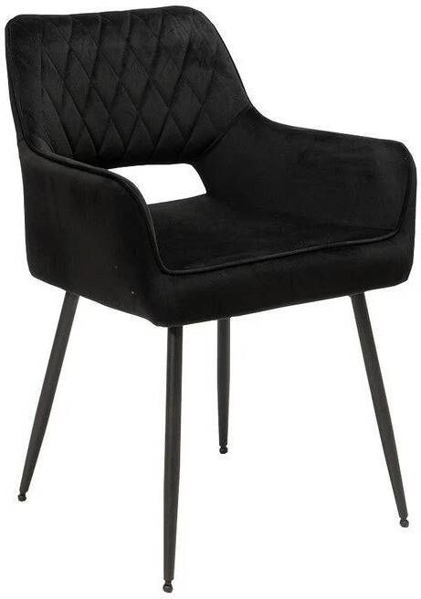 Bronx71 Velvet eetkamerstoel Mika zwart Eetkamerstoelen set van 4