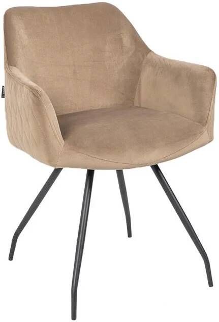 Bronx71 ® Eetkamerstoel velvet Nelly taupe Eetkamerstoelen met armleuning Eetkamerstoel taupe Kuipstoel Stoel fluweel Eetkamerstoel met armleuning