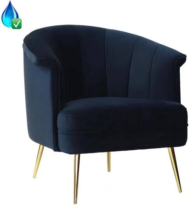 Bronx71 Velvet fauteuil Amy donkerblauw.