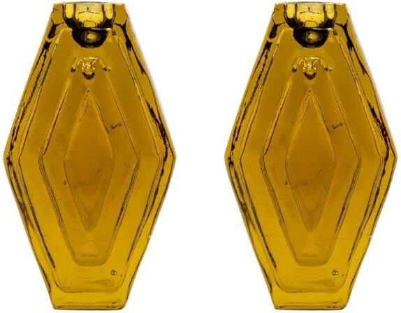 Brût Homeware Set van 2 Kaarshouder Hexagon amber bruin