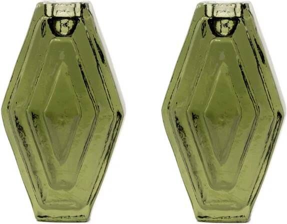 Brût Homeware Set van 2 Kaarshouder Hexagon smokey green