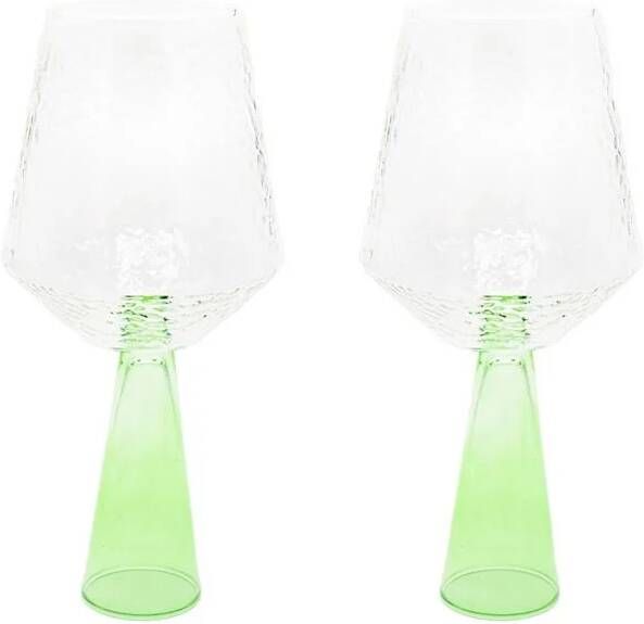 Brût Homeware Wijnglas Claude helder | groen set van 2
